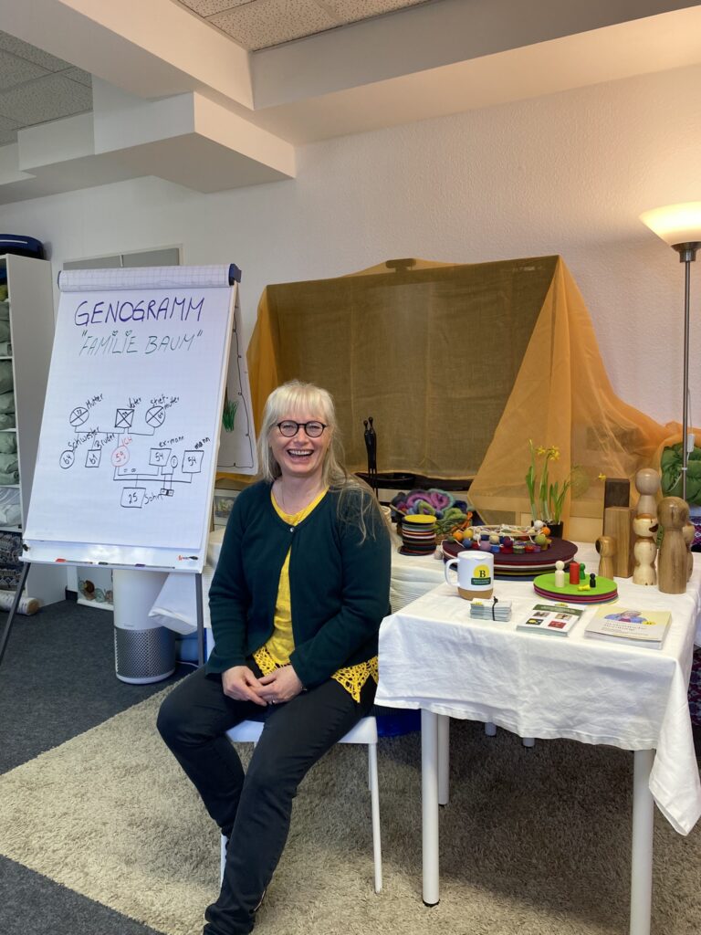 Barbro Hvass Zeigt an ihrem Stand was ist systemische Beratung